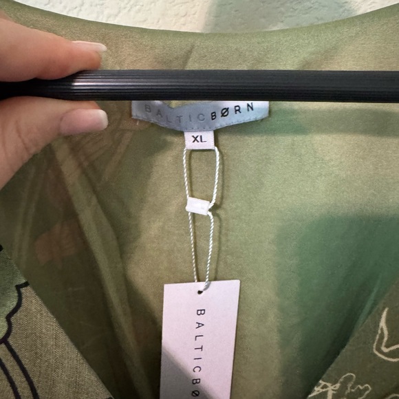 Baltic Born Green and Pink Sundress with Scoop Neck and Bishop Sleeves - Picture 7 of 8